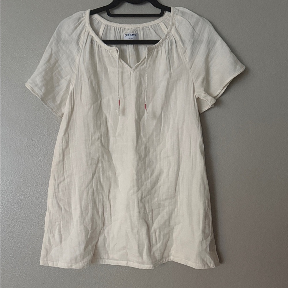 Old Navy Girls XXL Cream Short-Sleeve Peasant Top